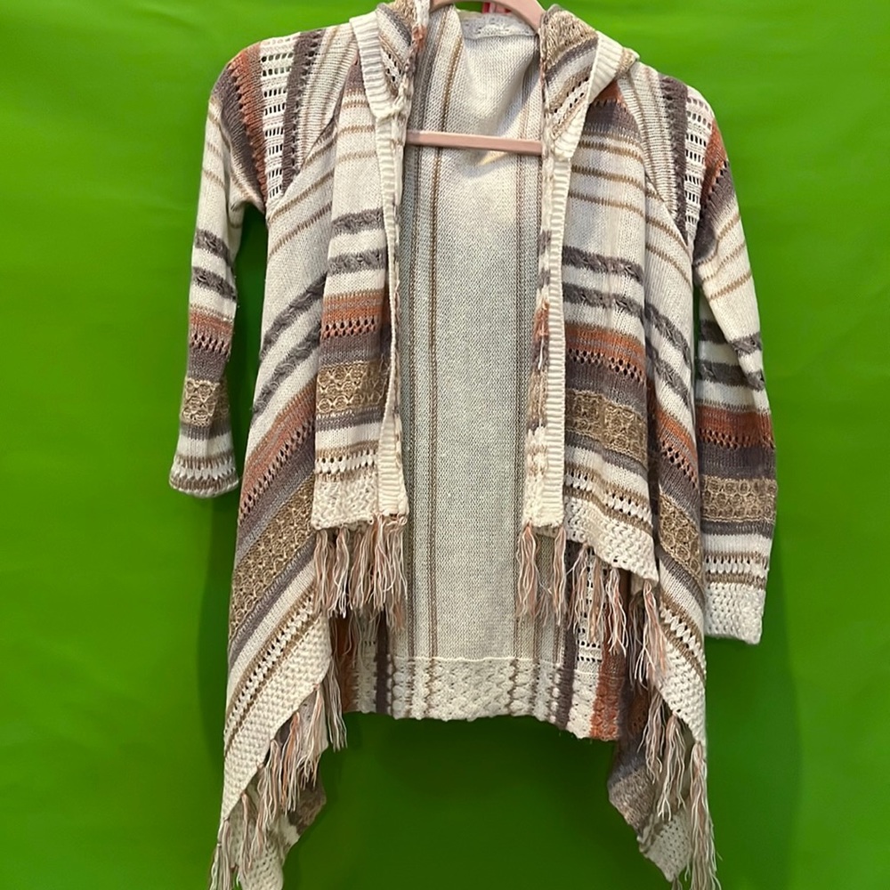 Kids hooded Cardigan Peach, Stan, Cream & Purple